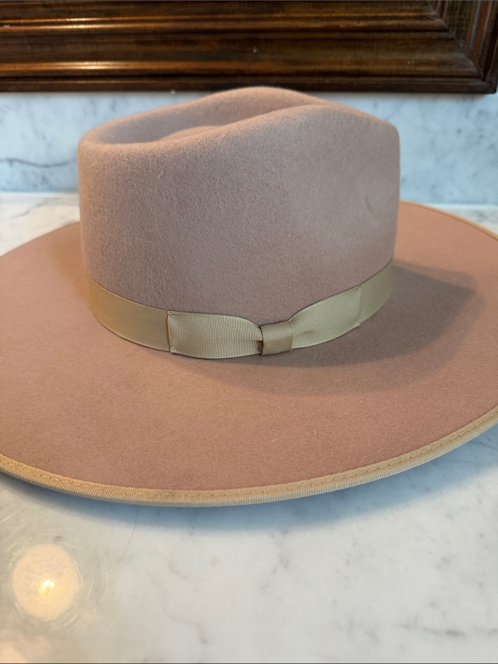 Women's Wide-Brim Felt Fedora Hat - Blush Pink - new with tags